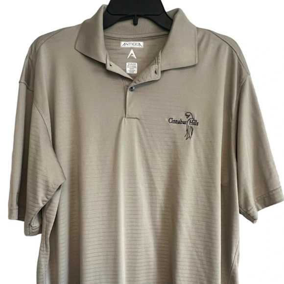 Antigua Other - Antigua Golf Shirt Men’s Medium Khaki Stripes Quick Dry Sporty Athletic